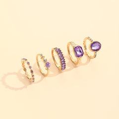Delicate Gemstone Finger Ring Set for Women Girls