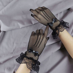 Lace Gloves with Rhinestone Bowknot for Weddings & Events