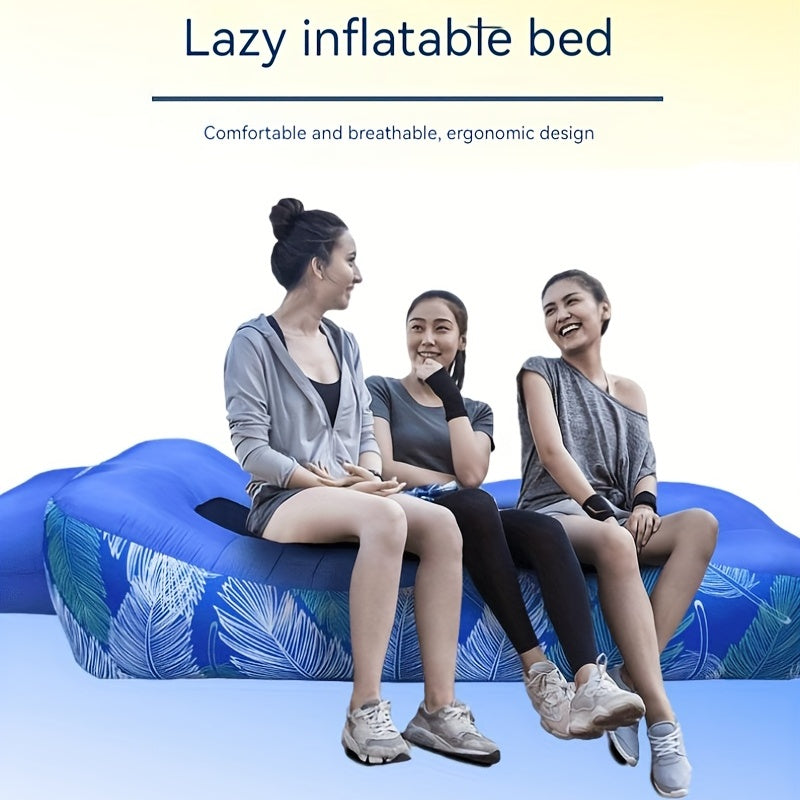 Portable Leaf Printed Inflatable Sofa for Beach and Camping