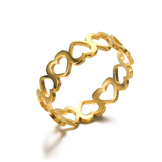 Vintage Heart Ring Stainless Steel Jewelry Gift for Women