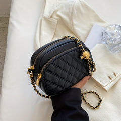 Argyle Quilted Zipper Crossbody Purse 7x5x3 Inch