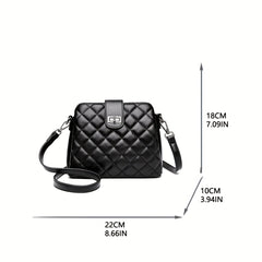 Argyle Quilted Crossbody Bag Solid Shoulder Bag Small Turn Lock