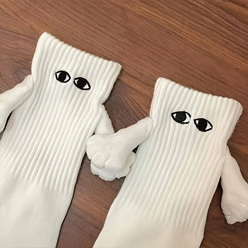 2 Pairs Couple Funny Socks with Magnetic Hand Dolls