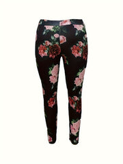 Women's Plus Floral Print Leggings High Rise Stretch Leggings