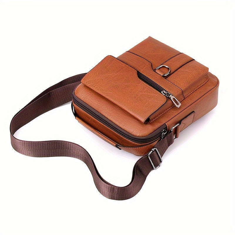 Men's Vintage PU Leather Shoulder Bag Business Satchel