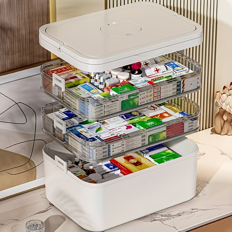 Large Capacity Medicine Organizer with Handle for Home & Travel Storage