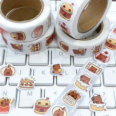 500pcs Capybara Stickers Adorable Animal Designs Sleeping Hamburger Cake