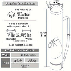 Sports Yoga Mat Storage Bag With Water Bottle Pocket & Bottom Bag