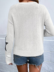 Star Pattern Crew Neck Sweater Women's Clothing