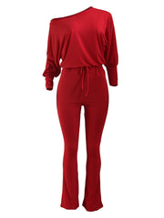 Batwing Sleeve Drawstring Jumpsuit for Women