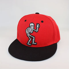 Skull Embroidery Hip Hop Cap Snapback Baseball Flat Bill Brim Hat