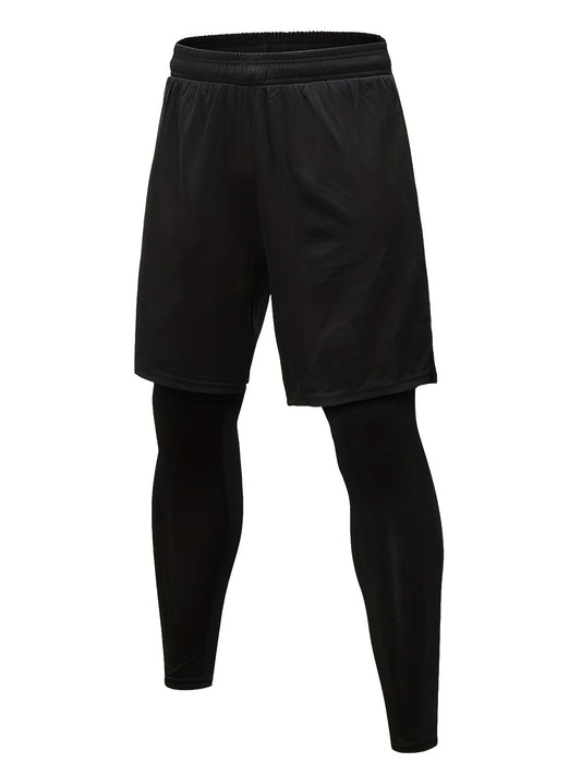Men's 2 In 1 Running Shorts Quick Dry Athletic Shorts With Liner Leggings