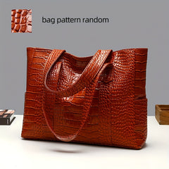 Crocodile Pattern PU Leather Tote Bag Shoulder Handbag