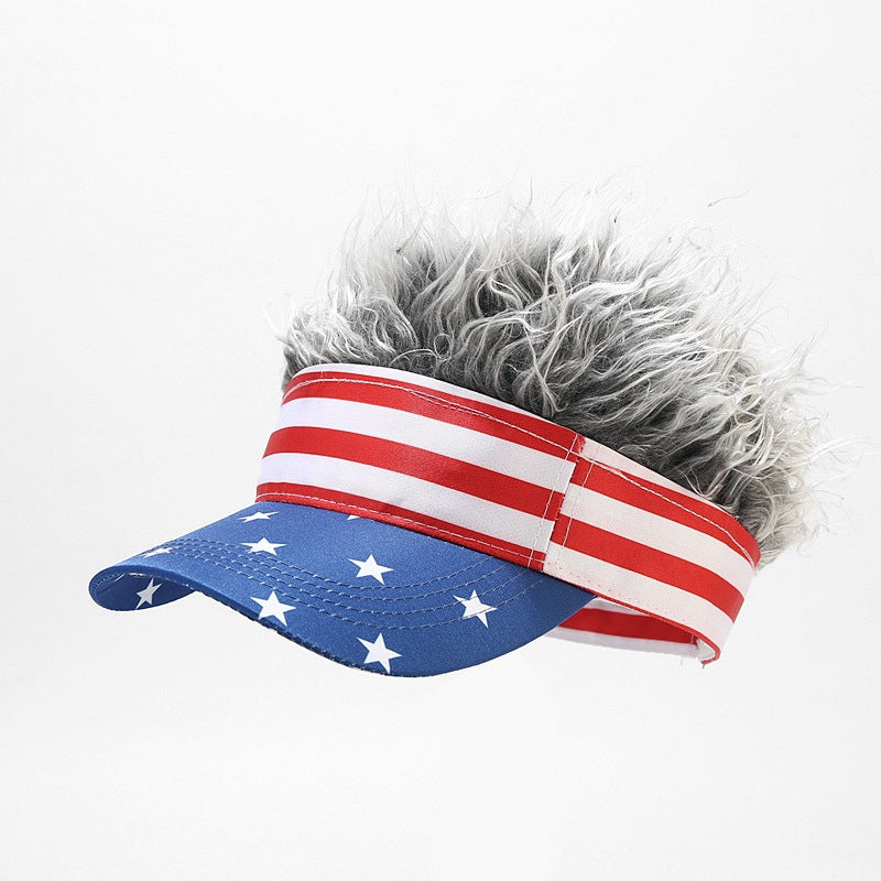 Sun Visor Hat With Spiked Hairs Baseball Cap
