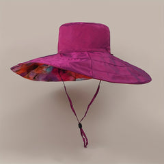 Tie Dye Print Reversible Sun Hat Wide Brim Bucket Hat UV Protection
