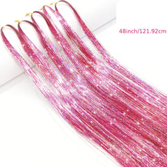 Sparkling Hair Tinsel Strands Kit - 12 Colors - 44cm - Highlights Extensions