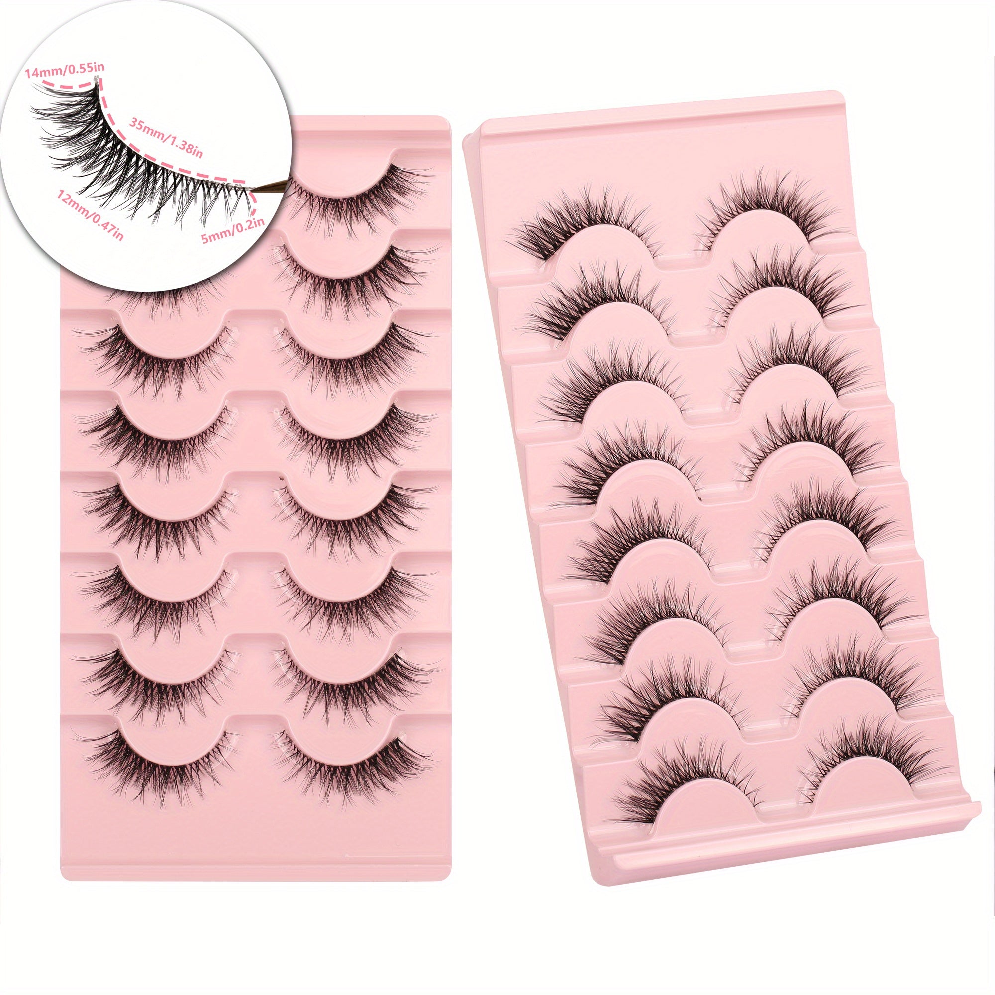 Reusable Wispy Cat Eye Lashes Cross Fluffy Natural Look