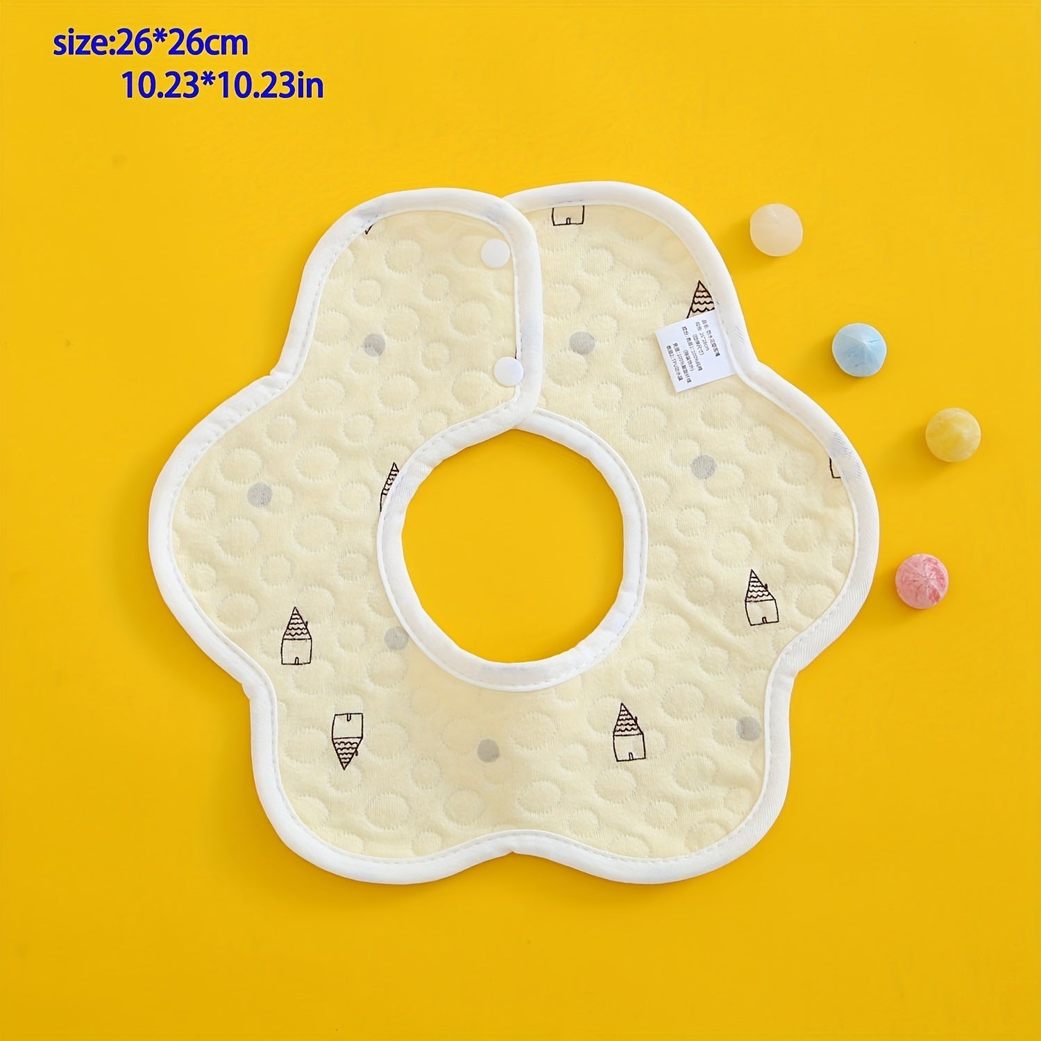 5pcs Cotton Baby Bibs, Waterproof Saliva Towel, Petal Style Bib