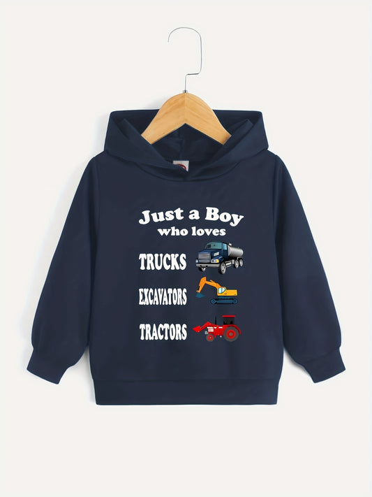 Trucks Excavators Tractors Boys Hooded Sweatshirt Spring Fall Kids Clothing