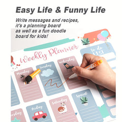 Magnetic Weekly Planner for Refrigerator with Nano Technology