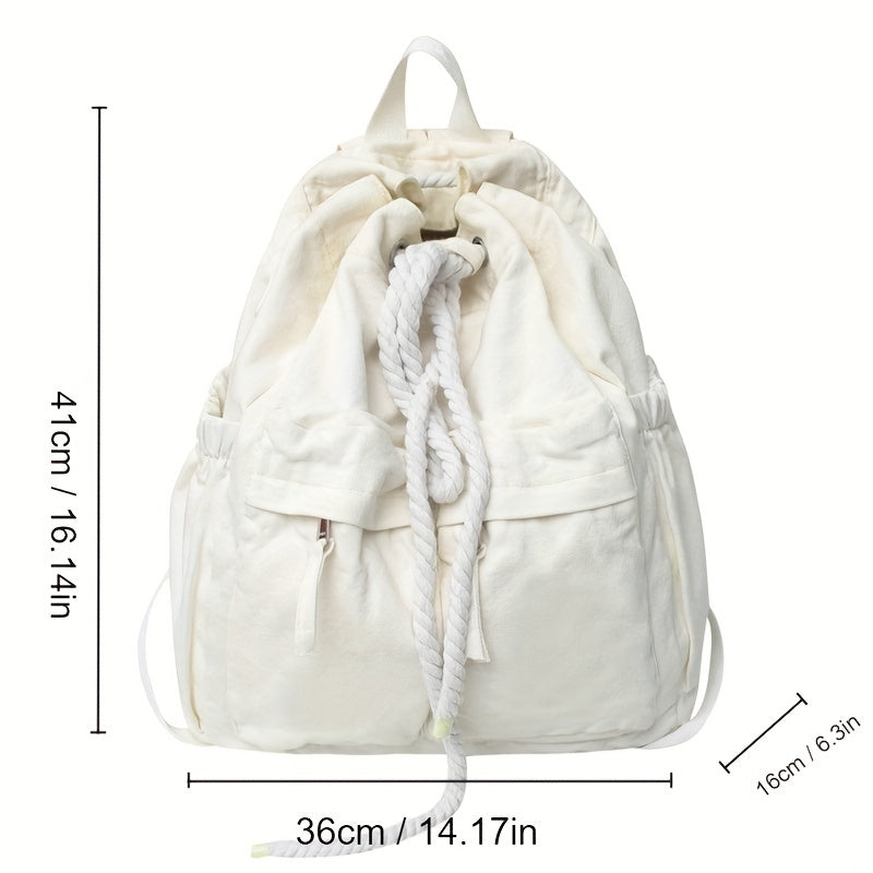 Casual Solid Backpack Drawstring Minimalist Sports Rucksack