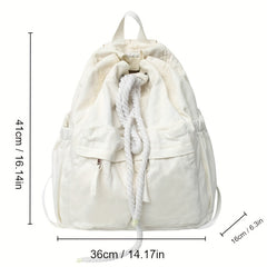 Casual Solid Backpack Drawstring Minimalist Sports Rucksack