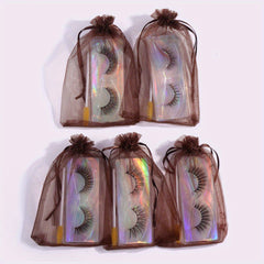 5 Pairs Natural Thick False Eyelashes C Curling with Brushes & Bag