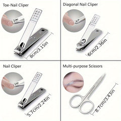 12Pcs Manicure Set Stainless Steel Nail Clippers Pedicure Kit