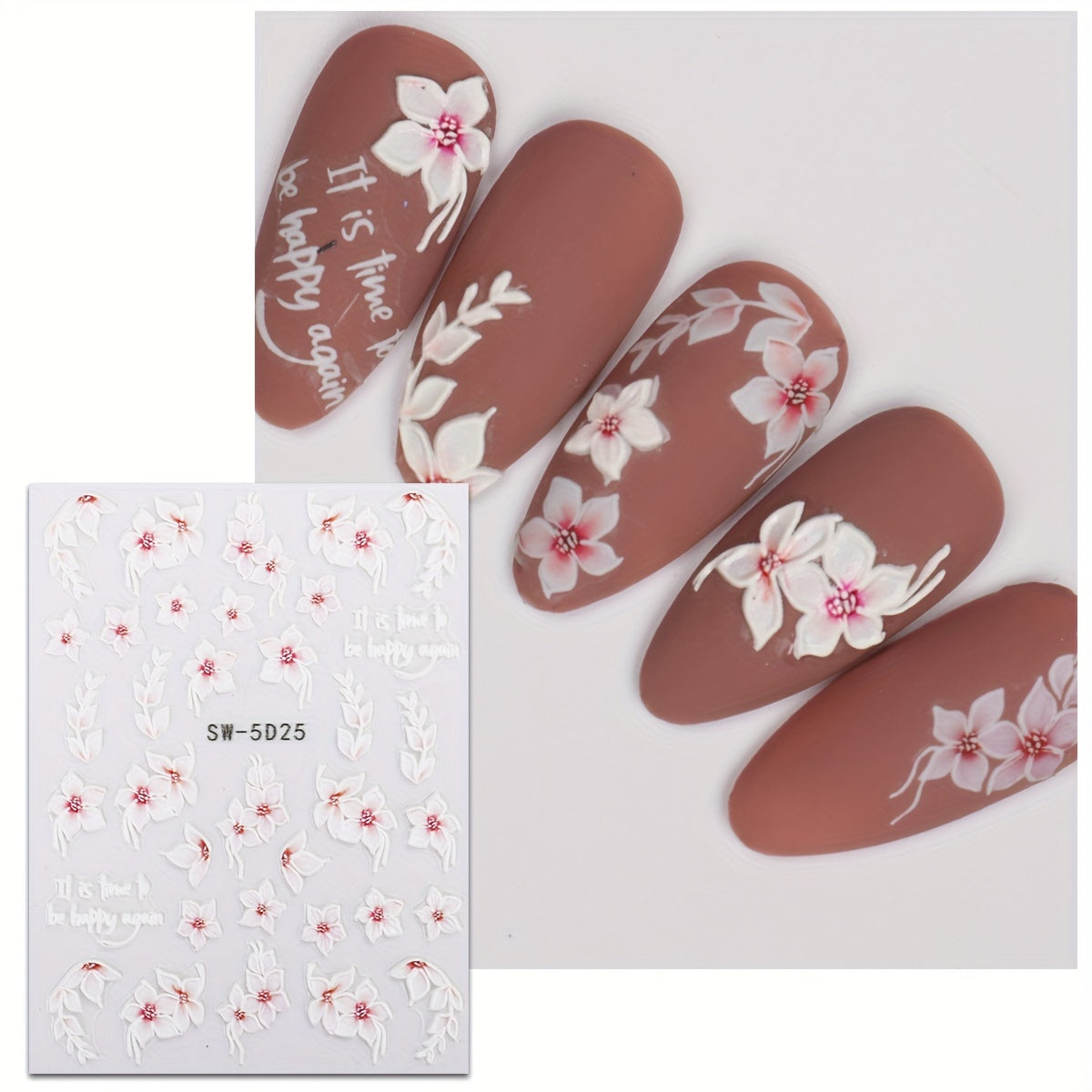 3D Flower Nail Art Stickers Self Adhesive Nail Decals