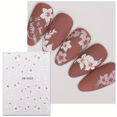 3D Flower Nail Art Stickers Self Adhesive Nail Decals