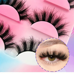3 Pairs Thick Cluster Fluffy False Eyelashes D Curl