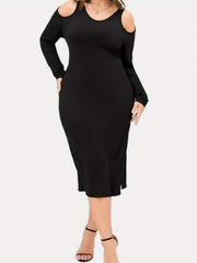  Cut Out Bodycon Midi Dress Knit Slim Fit