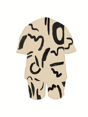  Casual Outfits Two Piece Set Women's Plus Print Top & Shorts 