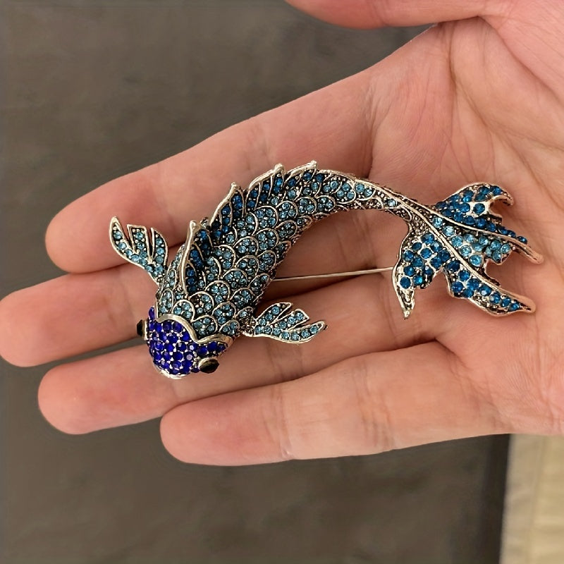 Fish Rhinestones Brooch Pendant For Men