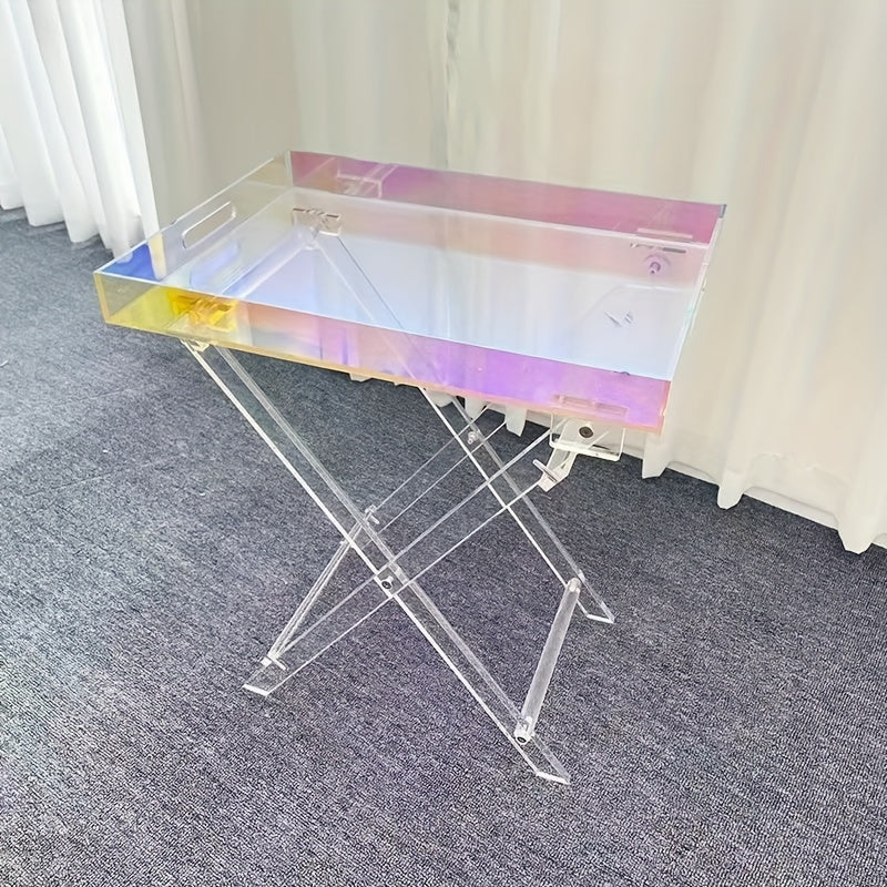Acrylic Transparent Folding Coffee Table with Storage Shelf