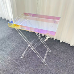 Acrylic Transparent Folding Coffee Table with Storage Shelf