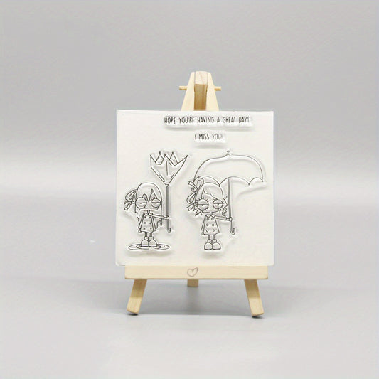 Girls Cartoon Clear Stamp for Card Making and Scrapbooking