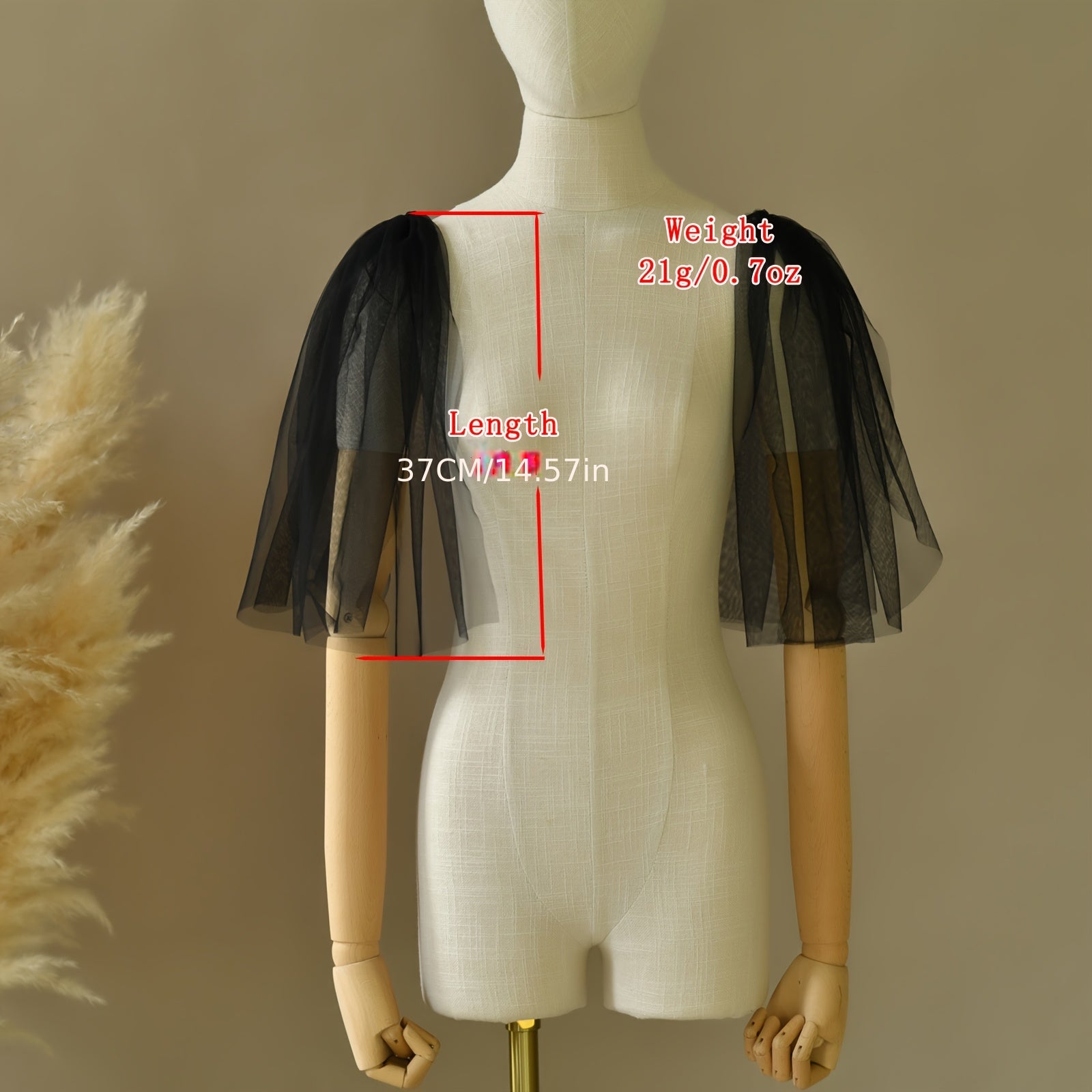 Detachable Bridal Shawl Puff Sleeves Nylon Wedding Dress Accessory