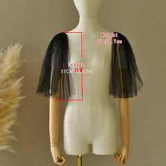 Detachable Bridal Shawl Puff Sleeves Nylon Wedding Dress Accessory