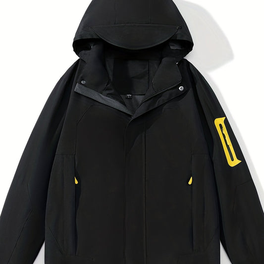 Men's Waterproof Hooded Windbreaker Jacket Zipper Pockets Coat
