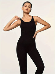Women's Solid Yoga Jumpsuit Sleeveless Fitness Jumpsuit