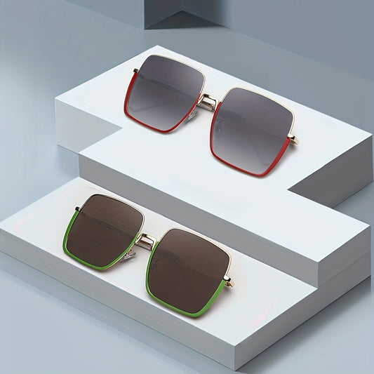 Y2K Square Frame Sunglasses Gradient Lens Block Glasses UV400