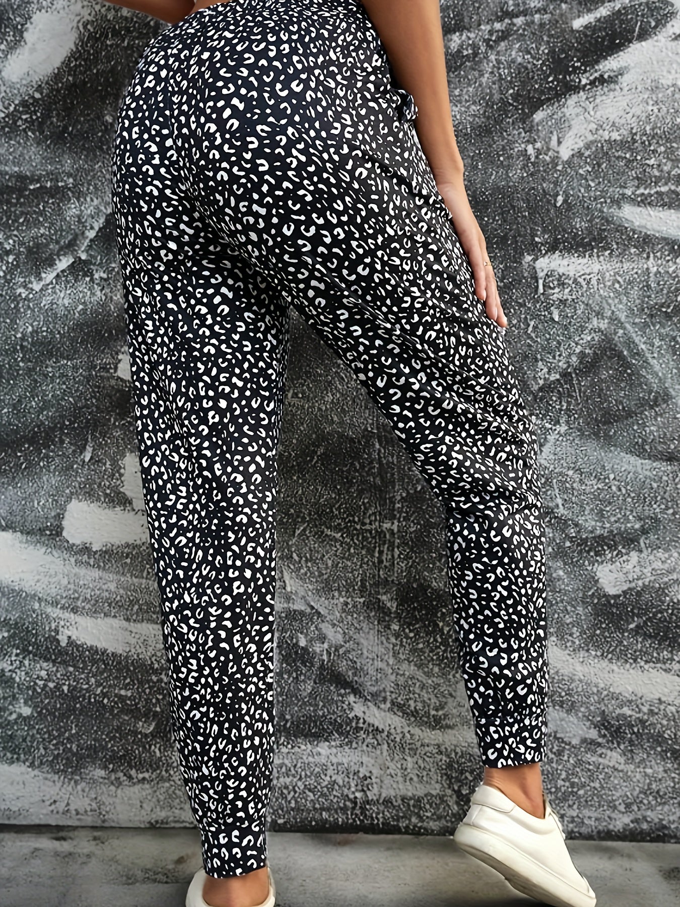  Dalmatian Print Elastic High Rise Jogger Trousers