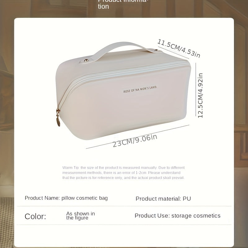 2 Pcs Large Capacity Cosmetic Bag Toiletry Wash Bag Travel Makeup Bag PU Leather