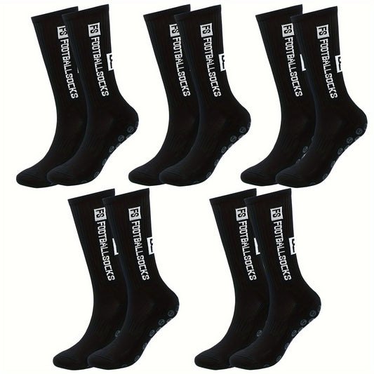 5 Pairs Silicone Dots Non Slip Football Socks Sport Crew Socks