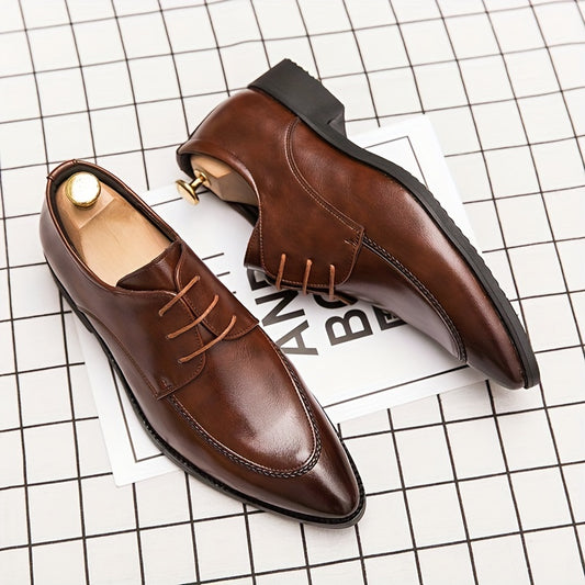 Men's Derby Shoes Lace up Front PU Leather Dress Shoes For Men