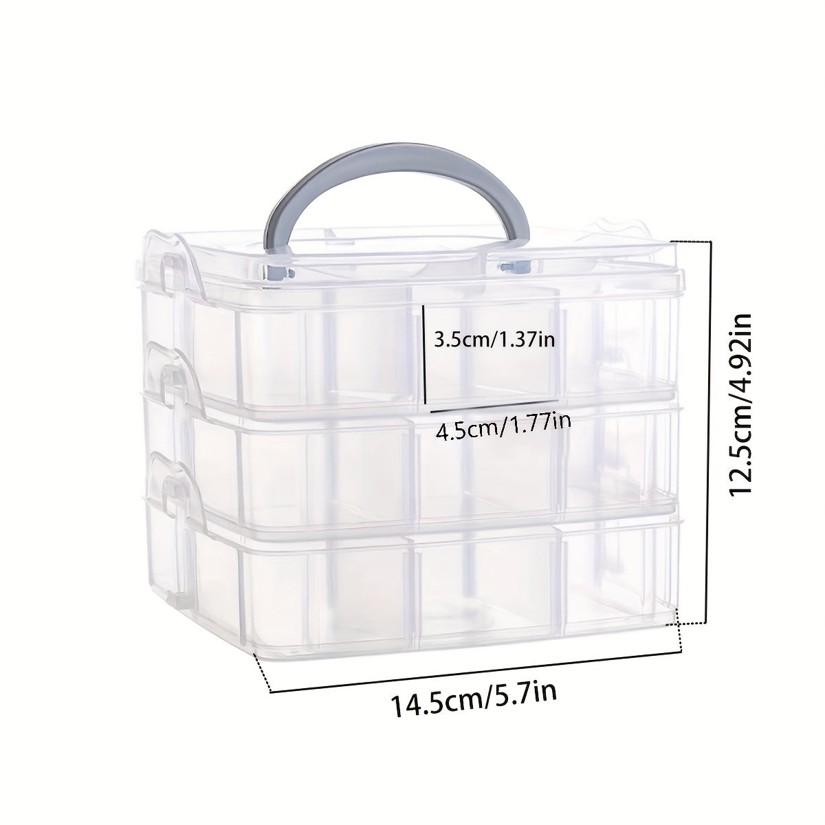 3 Tier 18 Grid Stackable Compartment Plastic Storage Box