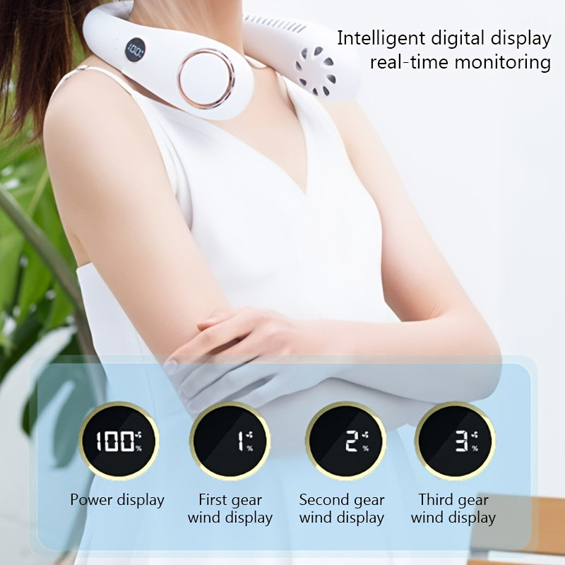 Portable Neck Fan for Outdoor Sports with LED + USB Strap