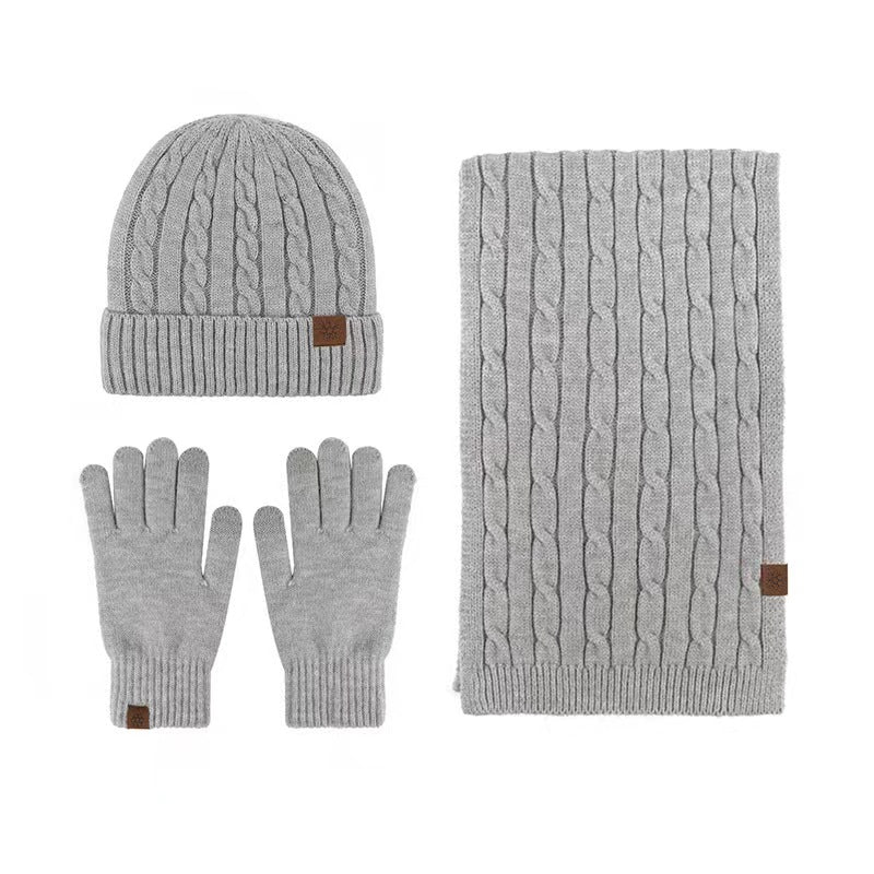 Alpaca Fleece Knitted Hat Scarf Gloves Set for Men Women
