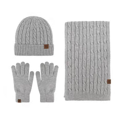 Alpaca Fleece Knitted Hat Scarf Gloves Set for Men Women